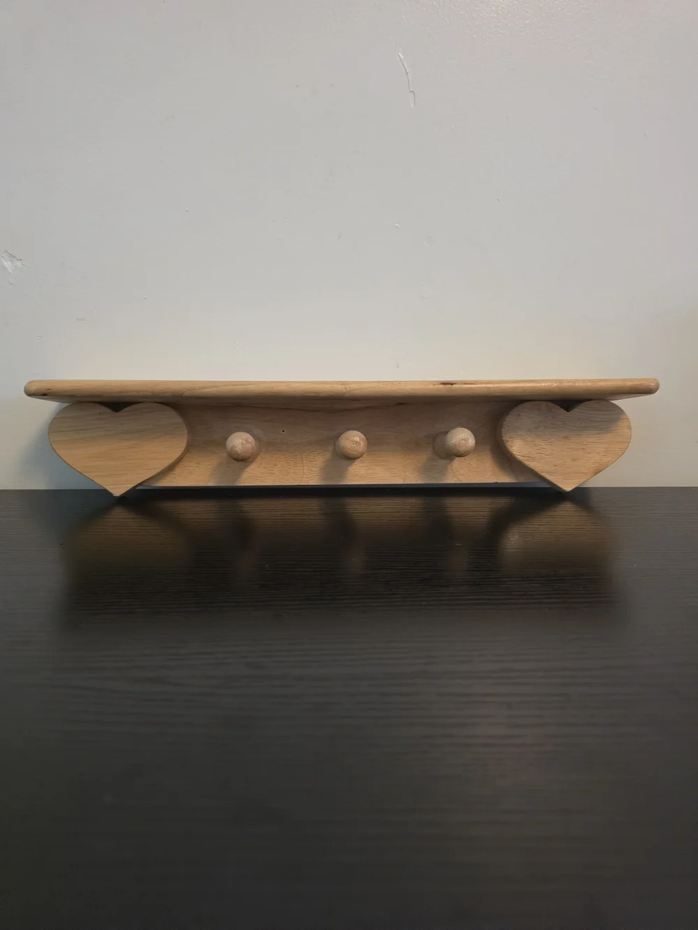 Vintage Wooden Wall Shelf 2 Hearts Grandma Core